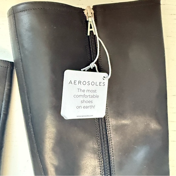 AEROSOLES Memphis Wedge Knee High Boot BLACK 8.5 Comfort Elastic Genuine Leather - Picture 6 of 15